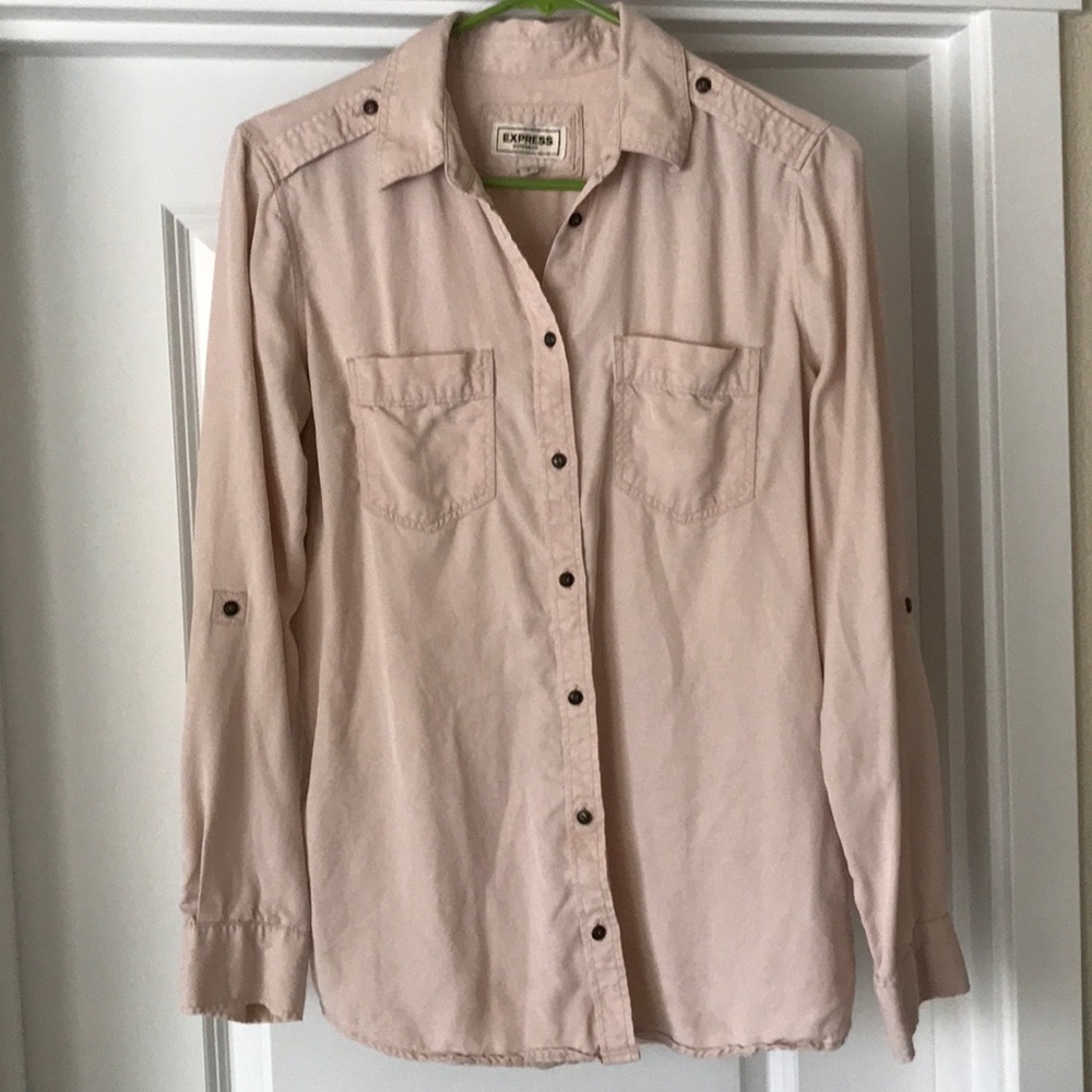 Pink button down shirt